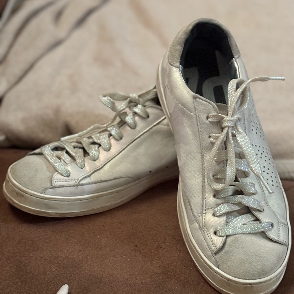P448 Silver And White Women's Sneakers